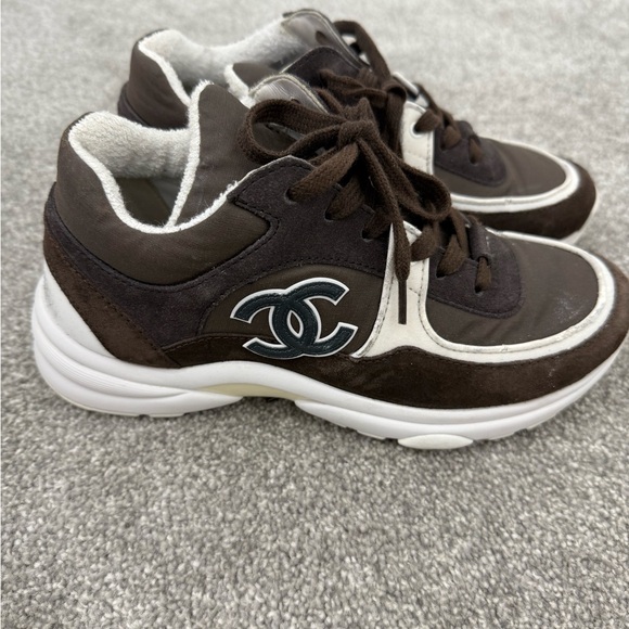 CHANEL Dark Brown and white Sneakers - Picture 1 of 10